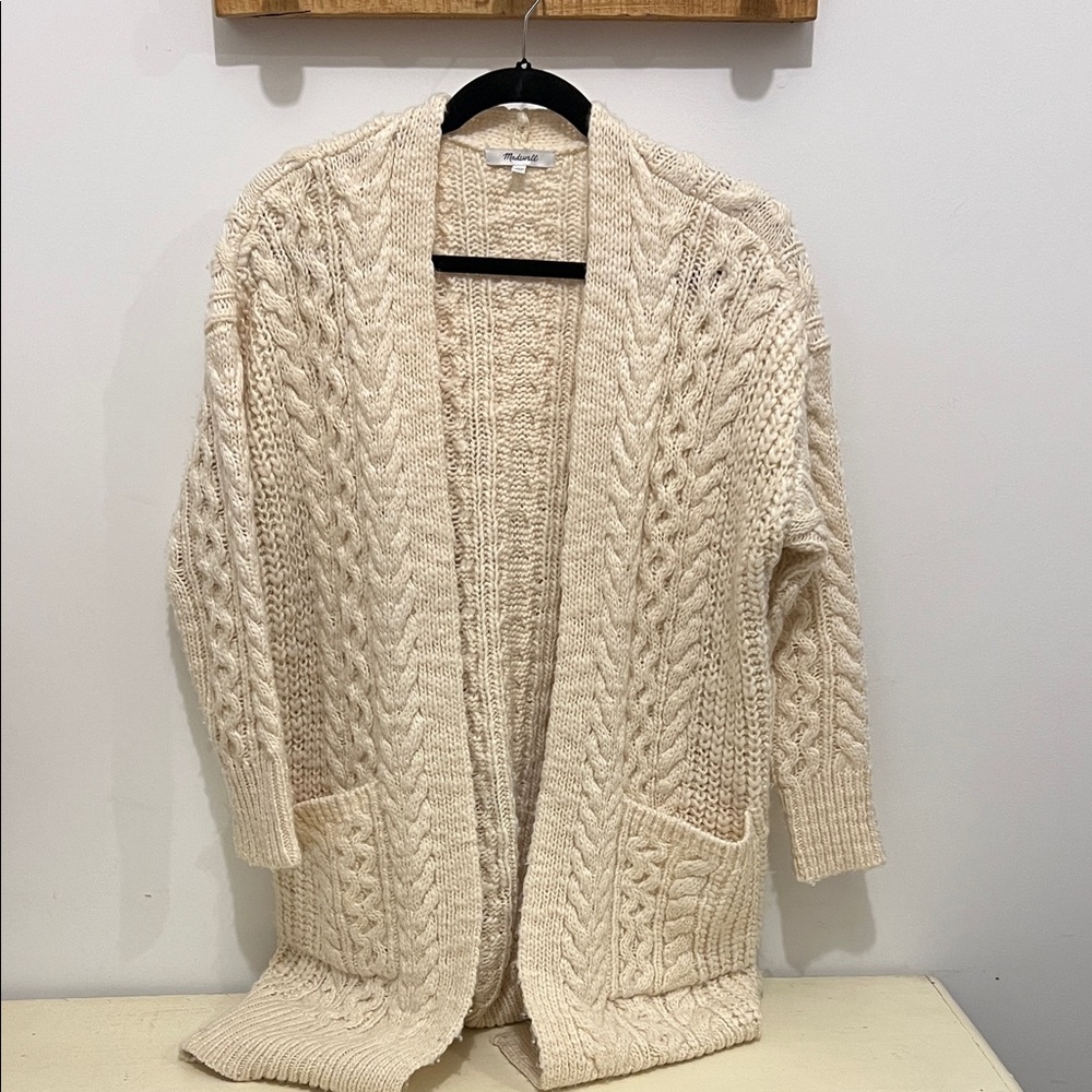 Madewell Cream Cable Knit Cardigan
